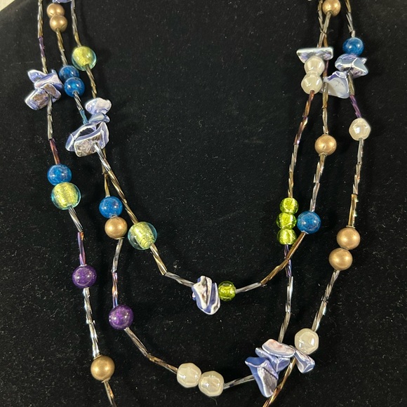 Chico’s blue shelves and blue beads necklace - Picture 4 of 4
